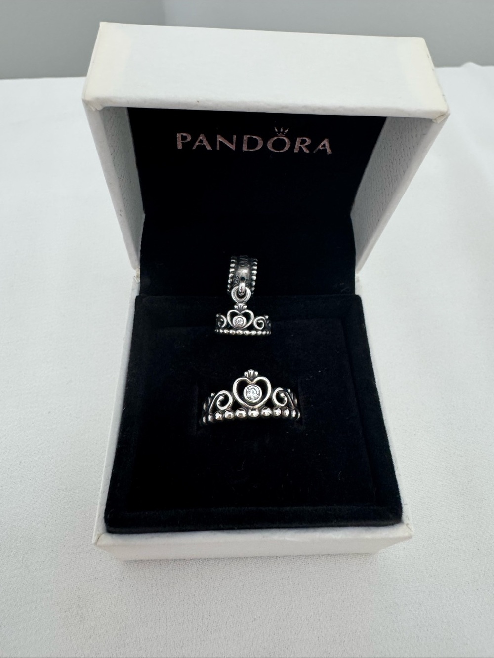 Pandora Silver Tiara Ring and Dangle Charm SET - Silver